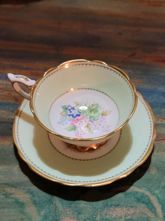 Royal Stafford Tianda Pastel Green Floral Teacup & Saucer Set