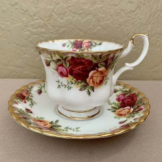 Antique Tea Cup and Saucer Set * Royal Albert * Old Country Rose